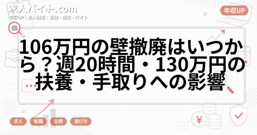 106万円の壁撤廃はいつから?週20時間・130万円の扶養・手取りへの影響