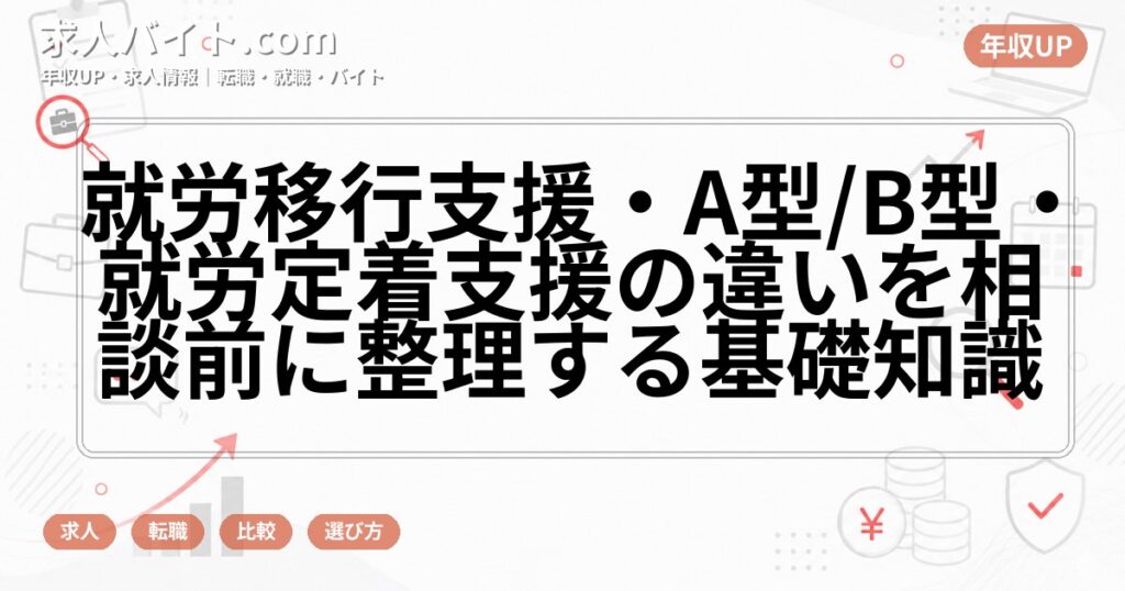 就労移行支援・A型/B型・就労定着支援の違いを相談前に整理する基礎知識