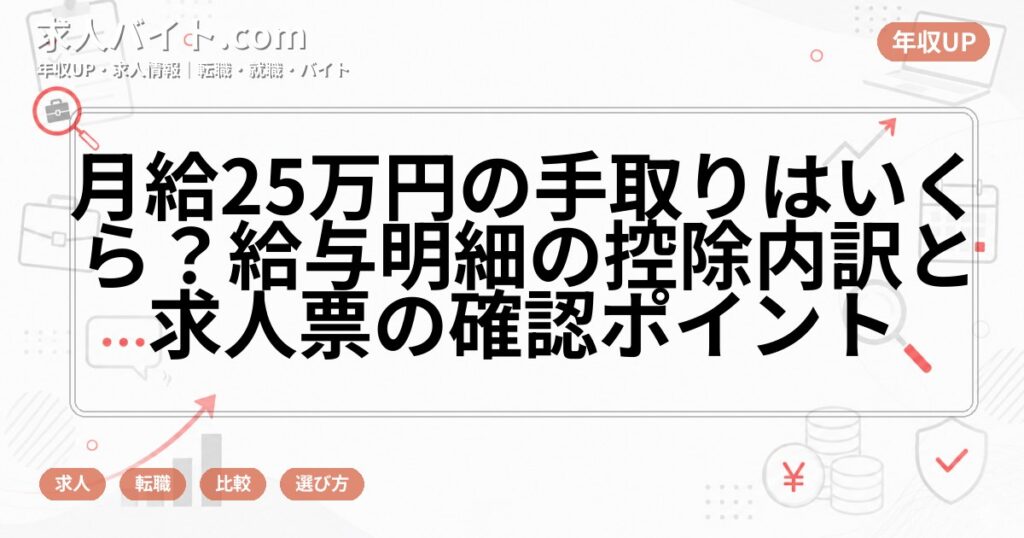 月給25万円の手取りはいくら?給与明細の控除内訳と求人票の確認ポイント