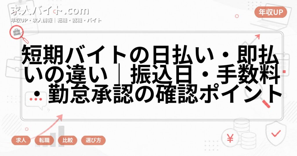 短期バイトの日払い・即払いの違い|振込日・手数料・勤怠承認の確認ポイント
